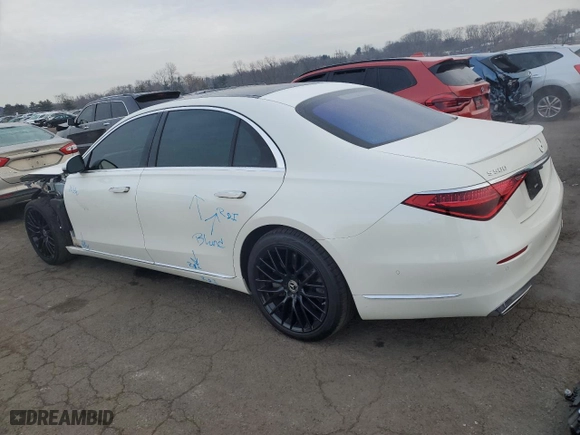 2021 Mercedes-Benz S-Class S 580 with VIN W1K6G7GB9MA038970, listed as a Copart auction lot 41825905 with 58,602 mi miles and Salvage Title. Bid and sale history available at carsss.com. Image 2.