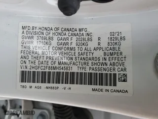 2021 Honda Civic Sedan Sport with VIN 2HGFC2F88MH545831, listed as a Copart auction lot 46311305 with 49,282 mi miles and Salvage Title. Bid and sale history available at carsss.com. Image 12.
