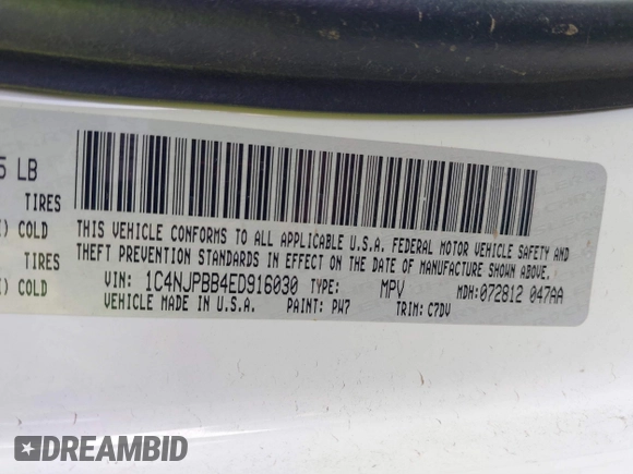 2014 Jeep Patriot Sport with VIN 1C4NJPBB4ED916030, listed as a IAAI auction lot 41690863 with 205,458 mi miles. Bid and sale history available at carsss.com. Image 9.