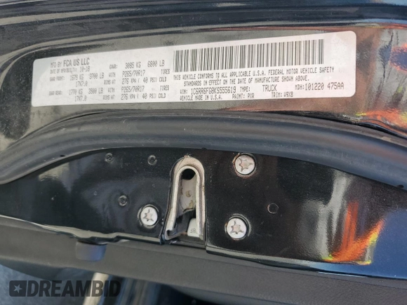 2019 Ram 1500 Tradesman with VIN 1C6RR6FG8KS555619, listed as a Copart auction lot 55538675 with 204,157 mi miles and Salvage title. Bid and sale history available at DreamBid. Image 12.