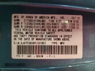2015 Honda Crosstour EX with VIN 5J6TF3H36FL001621, listed as a Copart auction lot 73978544 with 125,539 mi miles and Salvage Title. Bid and sale history available at carsss.com. Image 13.