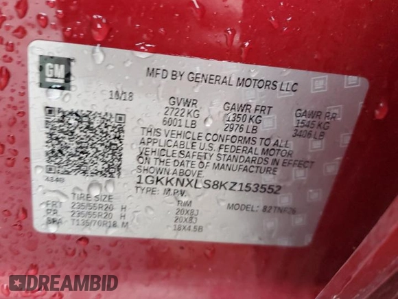 2019 GMC Acadia Denali with VIN 1GKKNXLS8KZ153552, listed as a Copart auction lot 44773145 with 88,505 mi miles and Salvage Title. Bid and sale history available at carsss.com. Image 15.