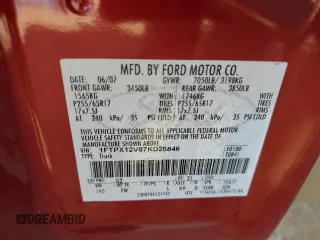 2007 Ford F-150 XL z VIN 1FTPX12V87KD26846, wystawiony jako Copart lot #89078055 z przebiegiem 144 603 mil mil oraz Szkoda całkowita • Salvage title. Historia ofert i sprzedaży dostępna na DreamBid. Obrazek 12.