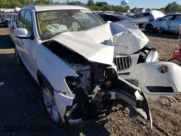 2013 BMW X3 xDrive28i with VIN 5UXWX9C51D0A22839, listed as a Copart auction lot 57217642 with 0 mi miles and Salvage Title. Bid and sale history available at carsss.com. Image 1.