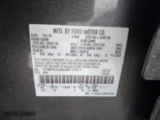 2018 Ford Edge SEL with VIN 2FMPK3J89JBC11871, listed as a IAAI auction lot 41778093 with 142,956 mi miles. Bid and sale history available at carsss.com. Image 9.