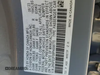 2023 Honda Civic Sport с VIN 2HGFE2F58PH556770, выставлен на аукционе Copart как лот 80570964 с пробегом 17 925 миль миль и Списание • Salvage title. История ставок и продаж доступна на DreamBid. Изображение 15.