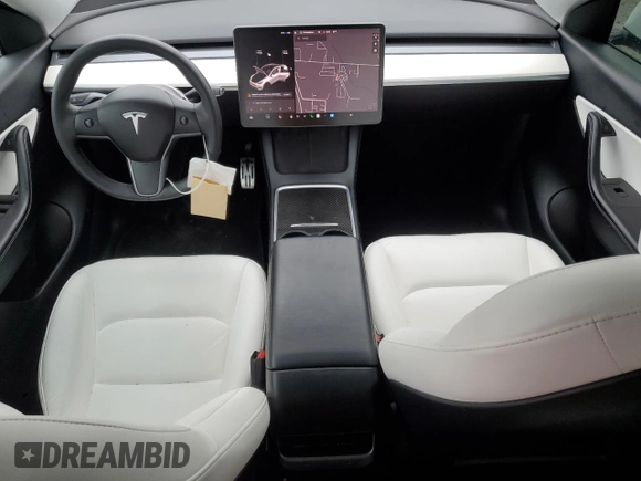 2021 Tesla Model Y Long Range with VIN 5YJYGDEE1MF267004, listed as a Copart auction lot 88708485 with 65,669 mi miles and Salvage Title. Bid and sale history available at DreamBid. Image 8.