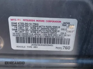 2016 Mitsubishi Outlander SE with VIN JA4AZ3A30GZ039451, listed as a IAAI auction lot 41839444 with 151,357 mi miles and . Bid and sale history available at DreamBid. Image 9.