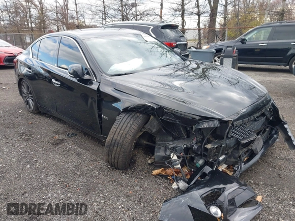 2018 Infiniti Q50 Red Sport 400 with VIN JN1FV7AR4JM481806, listed as a IAAI auction lot 40968949 with 80,924 mi miles and . Bid and sale history available at DreamBid. Image 1.