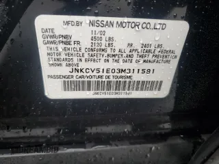 2003 Infiniti G35 w/Leather z VIN JNKCV51E03M311591, wystawiony jako Copart lot #55919685 z przebiegiem 107 777 mil mil oraz Szkoda całkowita • Salvage title. Historia ofert i sprzedaży dostępna na DreamBid. Obrazek 12.
