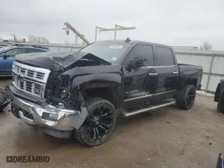 2015 Chevrolet Silverado 1500 LTZ with VIN 3GCUKSEC2FG109798, listed as a Copart auction lot 43343845 with 159,044 mi miles and Salvage Title. Bid and sale history available at carsss.com. Image 1.
