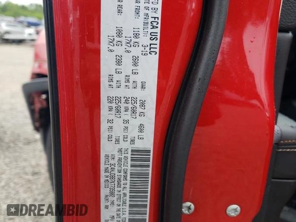 2019 Jeep Compass Latitude with VIN 3C4NJDBB7KT735802, listed as a Copart auction lot 57726275 with 58,660 mi miles and Salvage title. Bid and sale history available at DreamBid. Image 13.