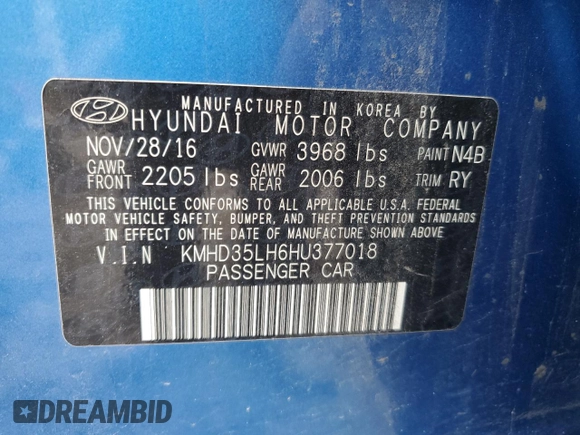 2017 Hyundai Elantra GT with VIN KMHD35LH6HU377018, listed as a Copart auction lot 72765934 with 67,883 mi miles and Salvage Title. Bid and sale history available at carsss.com. Image 13.