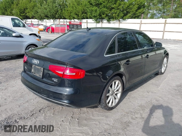 2014 Audi A4 Premium Plus with VIN WAUFFAFL0EN029084, listed as a IAAI auction lot 42644601 with 128,551 mi miles and . Bid and sale history available at DreamBid. Image 4.