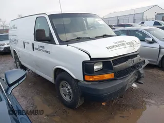 2013 Chevrolet Express Cargo with VIN 1GCWGFCA5D1111978, listed as a IAAI auction lot 41084968 with 363,485 mi miles and . Bid and sale history available at DreamBid. Image 1.