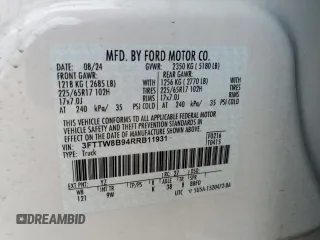 2024 Ford Maverick XL с VIN 3FTTW8B94RRB11931, выставлен на аукционе Copart как лот 54174125 с пробегом 10 621 миль миль и Списание • Salvage title. История ставок и продаж доступна на DreamBid. Изображение 12.