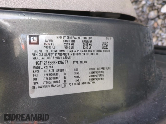 2011 GMC Sierra 2500HD SLT z VIN 1GT121E86BF126737, wystawiony jako Copart lot #48694115 z przebiegiem 223 128 mil mil oraz Szkoda całkowita • Salvage title. Historia ofert i sprzedaży dostępna na DreamBid. Obrazek 12.
