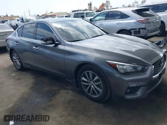 2021 Infiniti Q50 Pure with VIN JN1EV7AP3MM704464, listed as a IAAI auction lot 41915813 with 28,596 mi miles and . Bid and sale history available at DreamBid. Image 1.