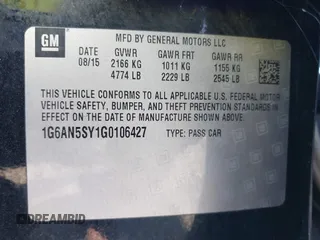 2016 Cadillac ATS-V with VIN 1G6AN5SY1G0106427, listed as a IAAI auction lot 42020517 with 59,279 mi miles. Bid and sale history available at carsss.com. Image 9.