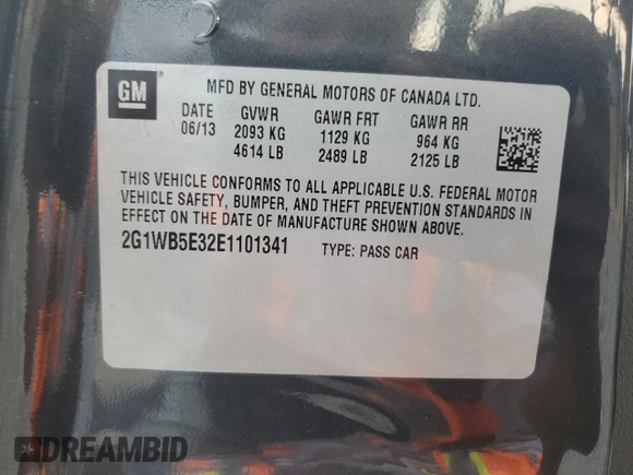 2014 Chevrolet Impala LT с VIN 2G1WB5E32E1101341, выставлен на аукционе Copart как лот 62405485 с пробегом 105 717 миль миль и Списание • Salvage title. История ставок и продаж доступна на DreamBid. Изображение 12.