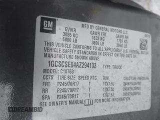 2010 Chevrolet Silverado 1500 LT with VIN 1GCSCSE04AZ294133, listed as a IAAI auction lot 41620868 with 190,835 mi miles and . Bid and sale history available at DreamBid. Image 9.