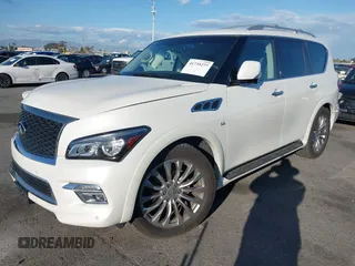 2016 Infiniti QX80 with VIN JN8AZ2NC3G9401366, listed as a IAAI auction lot 41735277 with 99,570 mi miles. Bid and sale history available at carsss.com. Image 2.