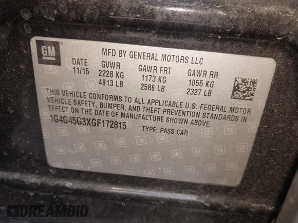 2016 Buick LaCrosse Sport Touring with VIN 1G4G45G3XGF172815, listed as a IAAI auction lot 41684184 with 139,304 mi miles and . Bid and sale history available at DreamBid. Image 9.