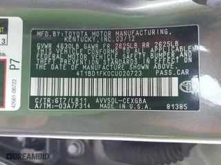 2012 Toyota Camry Hybrid XLE with VIN 4T1BD1FK0CU020723, listed as a IAAI auction lot 42031093 with 121,297 mi miles. Bid and sale history available at carsss.com. Image 9.