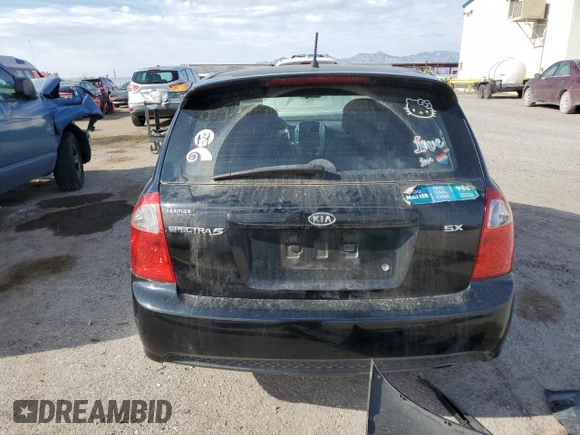 2008 Kia Spectra with VIN KNAFE161485015792, listed as a Copart auction lot 50378905 with 162,100 mi miles and Salvage Title. Bid and sale history available at carsss.com. Image 6.