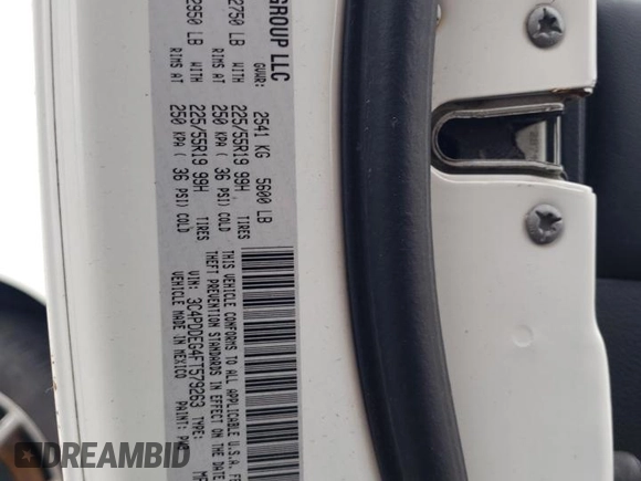 2015 Dodge Journey R/T with VIN 3C4PDDEG4FT579263, listed as a Copart auction lot 61129625 with 261,610 mi miles and Salvage title. Bid and sale history available at DreamBid. Image 13.
