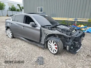 2017 Infiniti Q50 Red Sport 400 with VIN JN1FV7ARXHM870766, listed as a Copart auction lot 59943005 with 90,672 mi miles and Non repairable. Bid and sale history available at DreamBid. Image 4.
