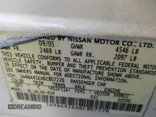 2006 Nissan Maxima 3.5 SE with VIN 1N4BA41EX6C807226, listed as a Copart auction lot 68701063 with 227,094 mi miles and Salvage Title. Bid and sale history available at carsss.com. Image 12.