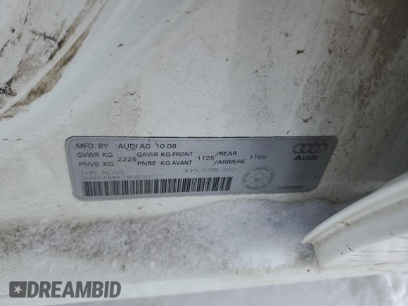 2009 Audi A4 z VIN WAULF68K19N030271, wystawiony jako Copart lot #89369625 z przebiegiem 231 592 mil mil oraz Szkoda całkowita • Salvage title. Historia ofert i sprzedaży dostępna na DreamBid. Obrazek 13.