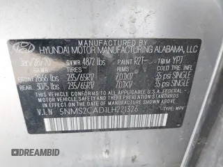 2020 Hyundai Santa Fe SE z VIN 5NMS2CAD1LH221326, wystawiony jako IAAI lot #42442177 z przebiegiem 68 995 mil mil oraz . Historia ofert i sprzedaży dostępna na DreamBid. Obrazek 9.