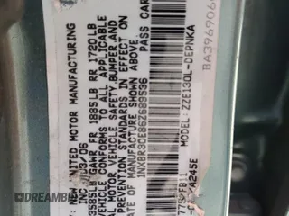 2006 Toyota Corolla CE with VIN 1NXBR30E86Z689536, listed as a Copart auction lot 60417495 with 160,520 mi miles and Salvage title. Bid and sale history available at DreamBid. Image 12.