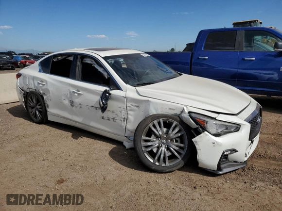 2020 Infiniti Q50 Luxe with VIN JN1EV7AR0LM253462, listed as a Copart auction lot 64016965 with 47,442 mi miles and Non repairable. Bid and sale history available at DreamBid. Image 4.