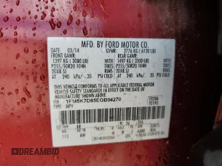 2014 Ford Explorer XLT with VIN 1FM5K7D85EGB94270, listed as a Copart auction lot 52144315 with 207,572 mi miles and Salvage title. Bid and sale history available at DreamBid. Image 13.
