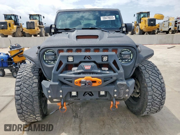 2021 Jeep Wrangler Unlimited Rubicon with VIN 1C4HJXFG5MW542260, listed as a Copart auction lot 59476655 with 19,870 mi miles and Salvage title. Bid and sale history available at DreamBid. Image 5.