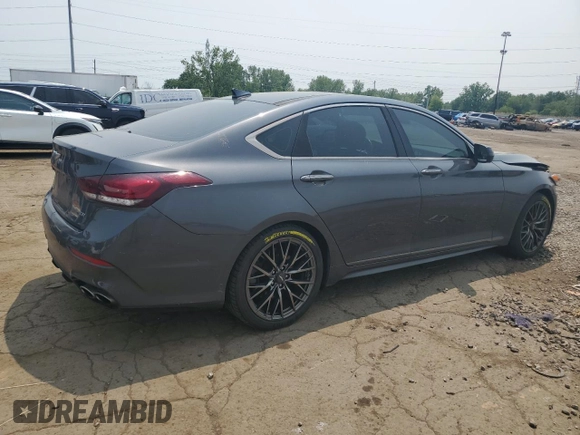 2018 Genesis G80 Sport with VIN KMHGN4JB0JU257124, listed as a Copart auction lot 59428525 with 92,157 mi miles and Salvage title. Bid and sale history available at DreamBid. Image 3.