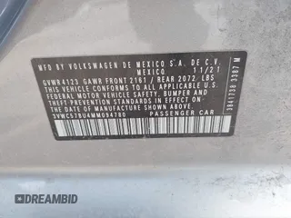 2021 Volkswagen Jetta S z VIN 3VWC57BU4MM094780, wystawiony jako IAAI lot #42103554 z przebiegiem 49 044 mil mil oraz . Historia ofert i sprzedaży dostępna na DreamBid. Obrazek 9.