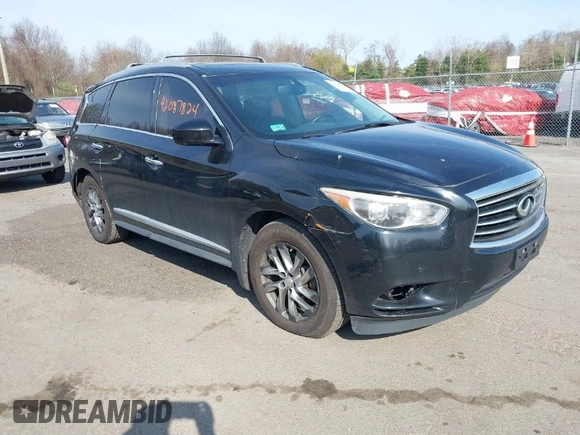 2013 Infiniti JX35 with VIN 5N1AL0MM2DC349038, listed as a IAAI auction lot 42087824 with 162,200 mi miles. Bid and sale history available at carsss.com. Image 1.