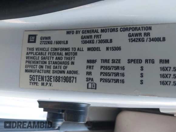 2008 Hummer H3 Luxury с VIN 5GTEN13E188190871, выставлен на аукционе IAAI как лот 42019048 с пробегом 221 420 миль миль и . История ставок и продаж доступна на DreamBid. Изображение 9.