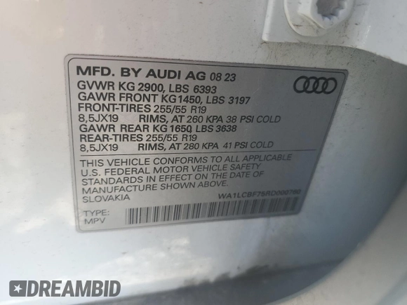 2024 Audi Q7 Premium Plus with VIN WA1LCBF75RD000760, listed as a Copart auction lot 48497635 with 16,419 mi miles and Salvage Title. Bid and sale history available at carsss.com. Image 13.