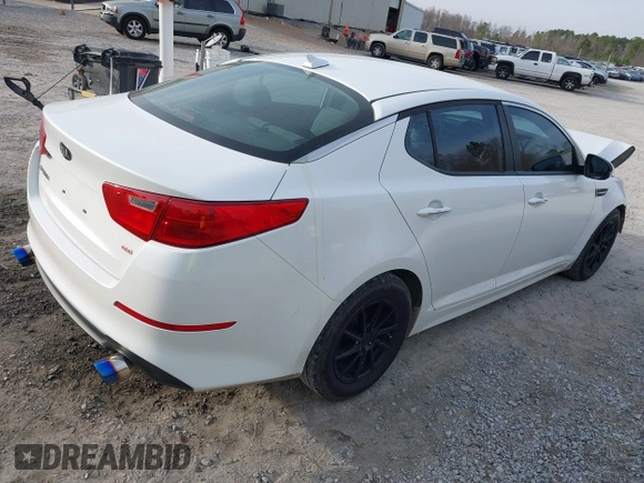 2015 Kia Optima LX with VIN KNAGM4A76F5590431, listed as a IAAI auction lot 41434500 with 123,052 mi miles. Bid and sale history available at carsss.com. Image 4.