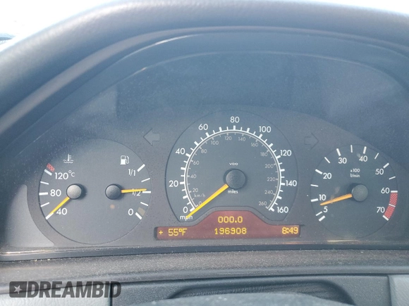 1999 Mercedes-Benz E 320 with VIN WDBJF65H8XA734585, listed as a Copart auction lot 79141194 with 196,908 mi miles and Salvage Title. Bid and sale history available at DreamBid. Image 9.