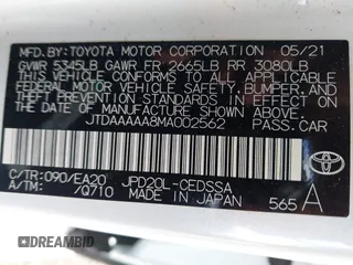 2021 Toyota Mirai XLE with VIN JTDAAAAA8MA002562, listed as a IAAI auction lot 41783479 with 24,821 mi miles and . Bid and sale history available at carsss.com. Image 9.