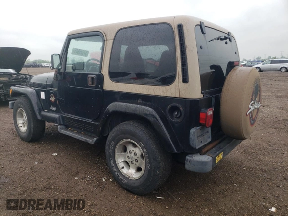 2000 Jeep Wrangler Sahara z VIN 1J4FA59S2YP714136, wystawiony jako Copart lot #57635845 z przebiegiem 178 075 mil mil oraz Czysty tytuł • Clean title. Historia ofert i sprzedaży dostępna na DreamBid. Obrazek 2.