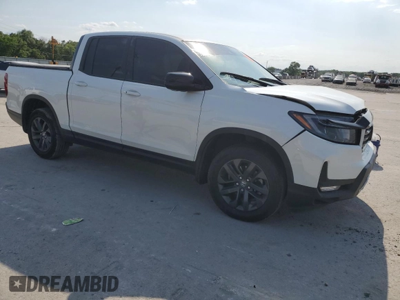 2021 Honda Ridgeline Sport with VIN 5FPYK3F18MB009882, listed as a Copart auction lot 57136205 with 43,549 mi miles and Salvage title. Bid and sale history available at DreamBid. Image 4.