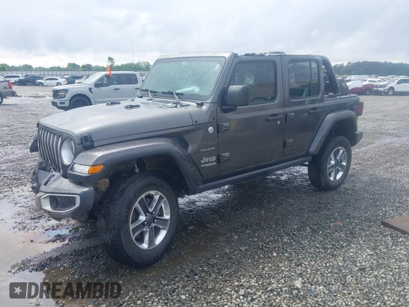 2019 Jeep Wrangler Unlimited Sahara with VIN 1C4HJXEG8KW627530, listed as a IAAI auction lot 42122544 with 118,064 mi miles and . Bid and sale history available at DreamBid. Image 2.
