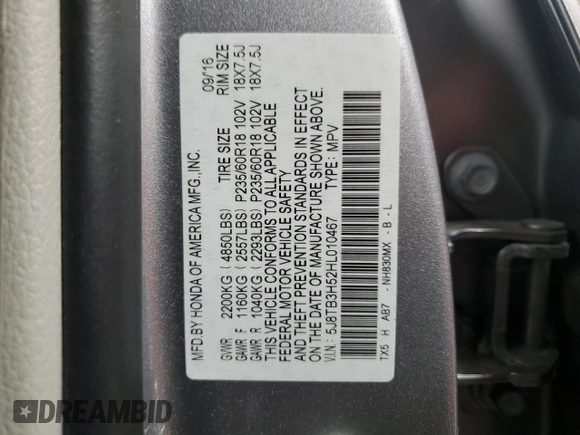 2017 Acura RDX w/Technology Pkg with VIN 5J8TB3H52HL010467, listed as a Copart auction lot 89194285 with 49,027 mi miles and Salvage Title. Bid and sale history available at carsss.com. Image 14.